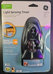 New General Electric Light Sensing Timer Outdoor Plug In Dusk to Dawn Two Outlet