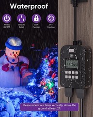 NEARPOW Outdoor Light Timer, Waterproof Digital Timer Outlet, 1 PACK, Black