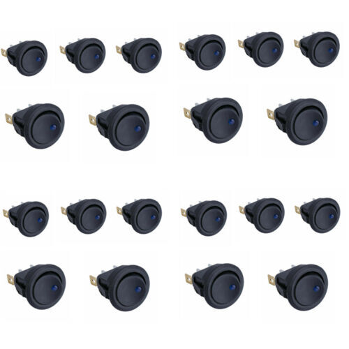 20X Blue LED Light Round 12V16V Car Boat Round Rocker Toggle ON/OFF SPST Switch