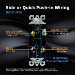 ELEGRP Matte White 3 Way Decorative Light Switch, 15Amp, 120-277 Volt, AC Decors