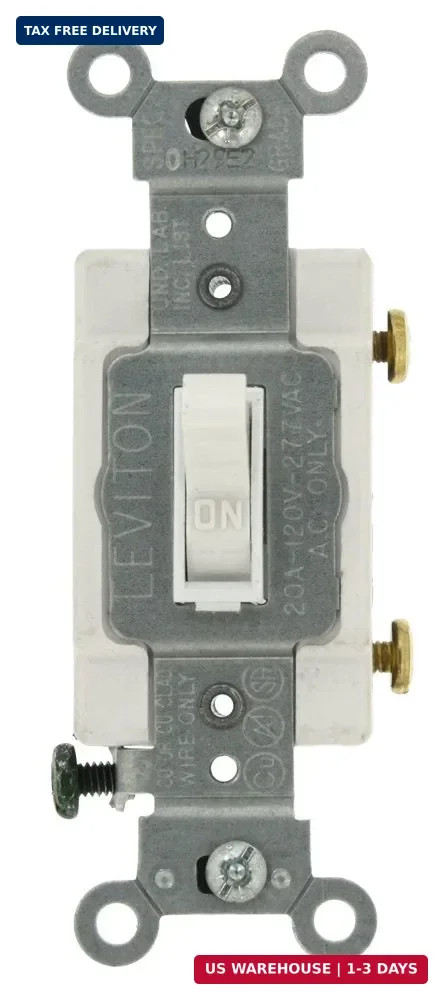 Leviton 20-Amp, 120/277-Volt, Toggle Framed Single-Pole AC Quiet Switch, Commerc