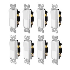 8 Pack 15A 120/277V 3-Way Wall Light Switch On/Off Rocker Paddle Switch UL White