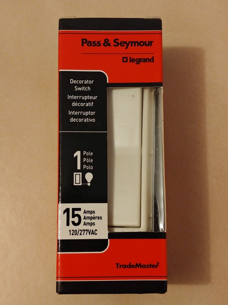 Pass & Seymour Legrand Paddle Switch 15 Amp Single Pole, Light Almond NEW NIB