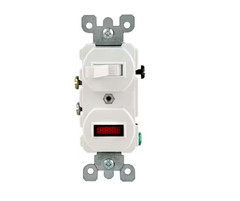 Leviton 1/25W-125V Combination Switch with Neon Pilot Light, White 5226-W