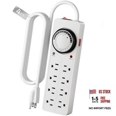 8 Outlet Surge Protector with Mechanical Timer – 4 Timed & 4 Always-On