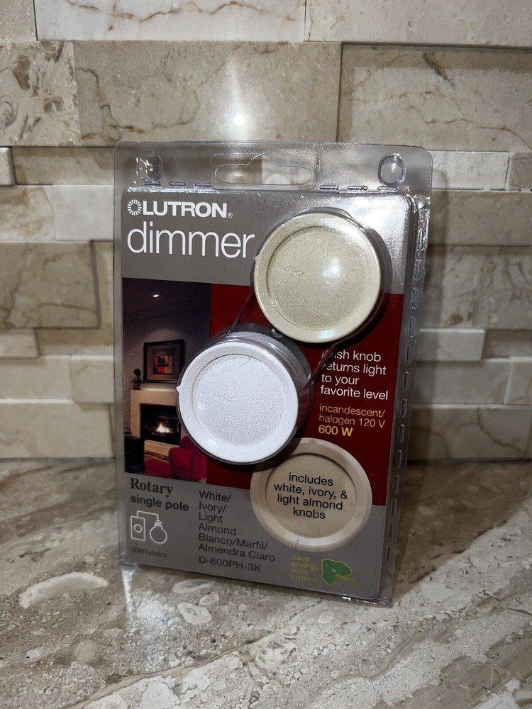 Lutron Rotary Dimmer White Ivory Almond Single Pole D-600PH-3K