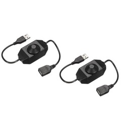 2PCS LED Strip Dimmer Switch 5V DC USB Female to Male Extension Cord