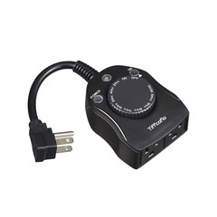 Outdoor Timer Outlet, Dusk to Dawn Light Sensor Timer Weatherproof, 2 Grounded O
