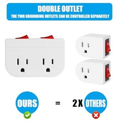 Grounded Outlet with Double ON Off Switch, 1-Pack 1 Pack White