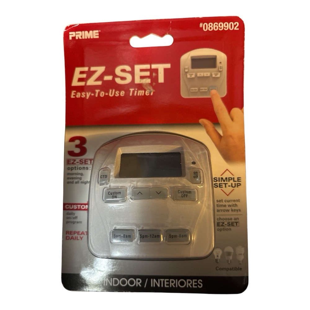 PRIME EZ Set Indoor Timer 1-Outlet Digital Countdown Lighting Timer 0869902