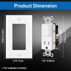 BESTTEN 6 Pack Combination Wall Light Switch and Decor Outlet, Single Pole Rocke