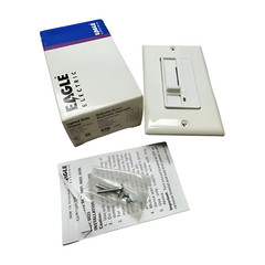 Eagle Electric 6431W White Lighted Slide Dimmer, Single Pole, 600W, 120VAC, 60Hz