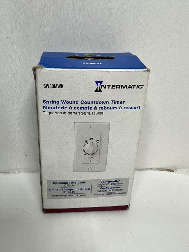 Intermatic SW30MWK 125V White Single Pole Spring Wound In-Wall Timer Switch