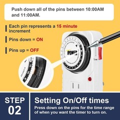 iPower 24 Hour Plug-in Mechanical Electric Outlet Timers Switch 1 Pack, White