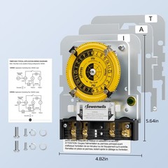 T104M 24-Hour Mechanical Timer Switch (Mechanism Only), 120VAC SPST, 2HP 40A