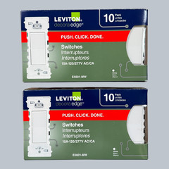 LEVITON LEVER EDGE 15A 120/277V SINGLE POLE SWITCH, WHITE (2 BOX, 20 TOTAL)