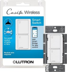 2-PACK Lutron Caseta 6A Smart Home Switch – White (PD-6ANS-WH)