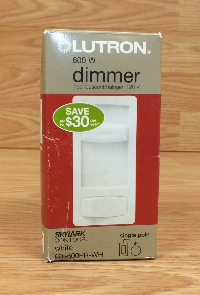 Genuine Lutron (CT-600PR-WH) 600W Single Pole Light Dimmer **READ**