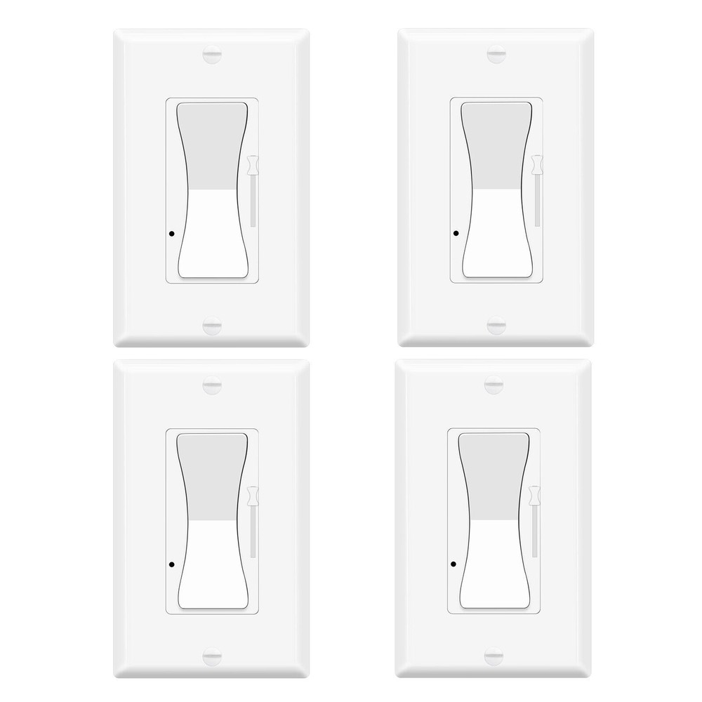 4 Pack Dimmer Light Switch- Single Pole or 3-Way for LED /600W Incandescent ETL