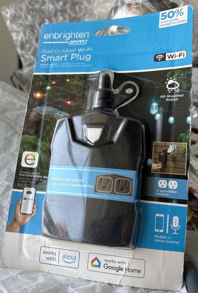 Enbrighten Dual Outdoor Wi-Fi Smart Switch – Black – All Weather Rated 51251 NEW