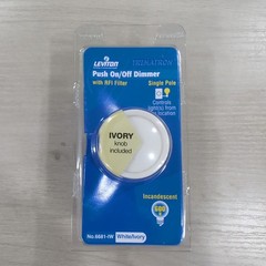Leviton Single Pole Push On/Off Dimmer Switch 600W #6681-IW White & Ivory Knobs