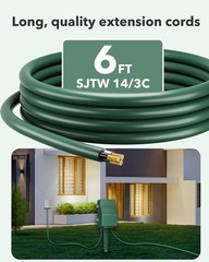 Durable 7-Day Digital Timer Surge Protector – 6FT Outdoor Extension Cord