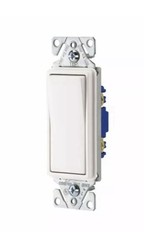 Eaton 7501W 15-Amp Single-Pole Rocker Light Switch, White