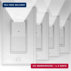 4 Pack Illuminated Light Switch, Lightswitch with LED Night Light, Automatic On/
