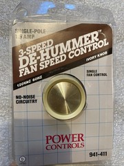 Ivory 3-Speed Fan De-Hummer Speed Control Rotary Rotary 1.5A Single Pole USA