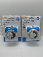 New GE 24-Hour Heavy Duty Timer for Indoors, Controls 2 Devices, Lot Of 2