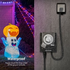 DEWENWILS Outdoor Outlet Light Timer with 2 ft Cord Waterproof Light Timer Plug