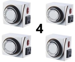qty 4 UltraGrow Indoor 24 Hour Programmable Plug-In Mechanical Outlet Timer