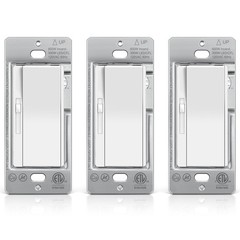 3 Pack Slide Dimmer Light Switch, Quiet Rocker, Super Slim Single Pole or 3 W…
