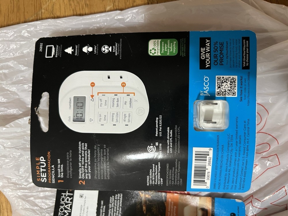 My Touch Smart Simple Set Plug In Timer #39094 For Indoor or Outdoor Brand New