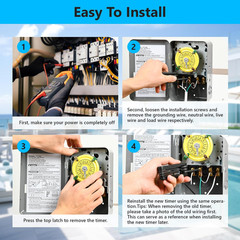 T104 Mechanical Timer Switch,208-277V AC DPST 40A,Pool Pump Switch,Heavy Duty Po