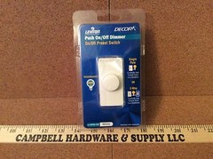 Dimmer Leviton RPI06-10W 600W Push On/Off Single Pole or 3-Way Dimmer (White)