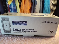 Maxxima MEW-DM621-10 3-Way/Single Pole Slide Dimmer, White, 120V 10 Pack +1