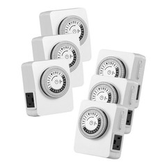 Indoor Outlet Timer 6 Pack, 24Hr Programmable, 1875W,Grow Light & Lamp