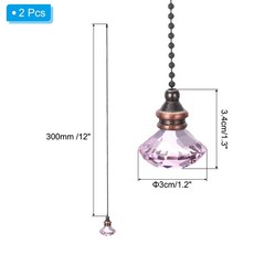 Ceiling Fan Pull Chain 2Pcs 12″ Diamond Pendant Chain Extender Pink