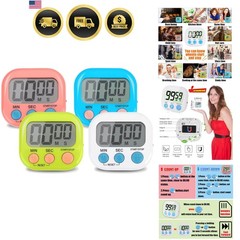Digital Timer 4 Pack Multi-Function Kitchen Study Workout Outdoor Learning