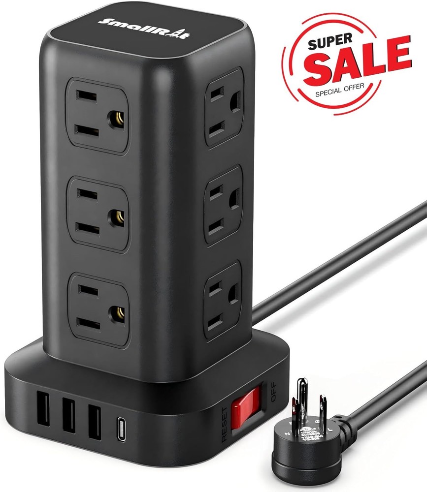 Regleta De Enchufes Protector Contra Sobretensiones 12 Salida 4 Puerto USB Carga
