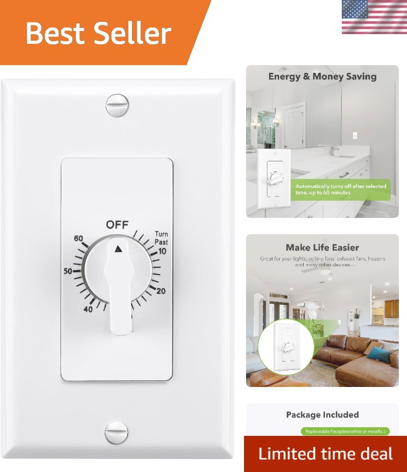 Wall Timer Switch for Exhaust Fan & Lights – Flexible 2-60 Minute Settings