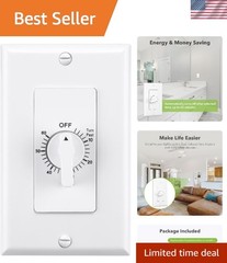 Wall Timer Switch for Exhaust Fan & Lights – Flexible 2-60 Minute Settings