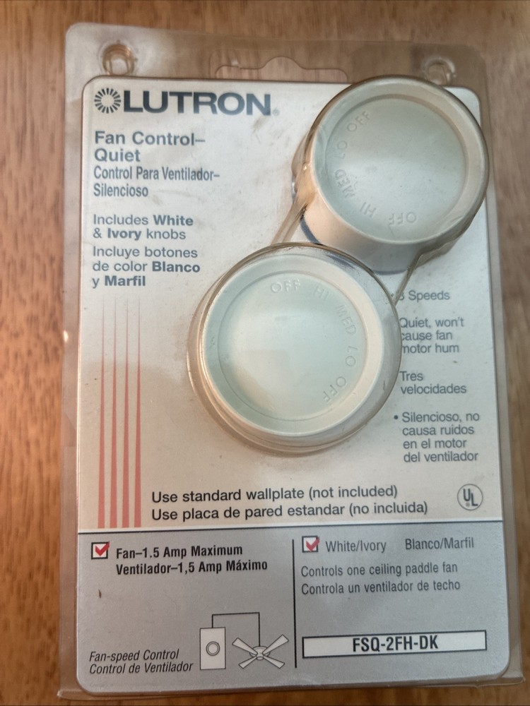 Lutron Fan Control Rotary White/Ivory FSQ-2FH-DK (NEW/SEALED)