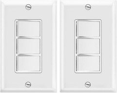 Triple Rocker Switch 15Amp 125 277 Volt Single Pole AC 3 Individual Combination