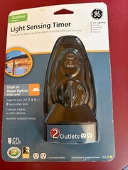 Brand New GE Outdoor Light Sensing Timer Dusk till Dawn 2 Outlets