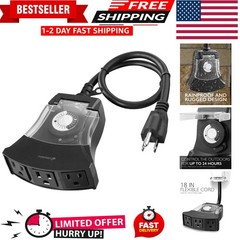 Heavy Duty Waterproof Outdoor Timer with 6 Settings – Reliable 24-Hour Control