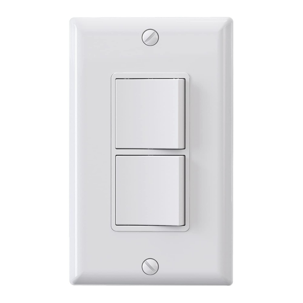 Decorator Double Rocker Light Switch, Two Single Pole Electrical Paddle, 15A …