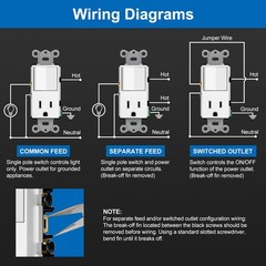 BESTTEN 6 Pack Combination Wall Light Switch and Decor Outlet, Single Pole Rocke