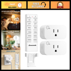 60-Minute Wireless Remote Timer Outlet, Indoor Countdown Switch, 15A/1875W, 100F
